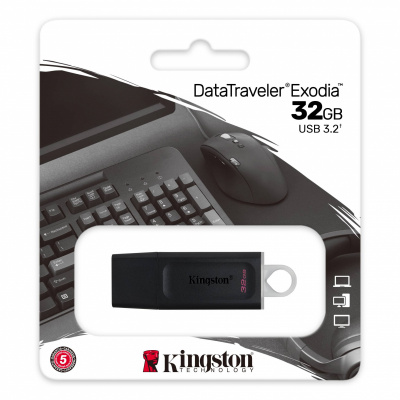 Флеш Диск 32GB USB3.1 Kingston DataTraveler Exodia DTX/32GB черный/белый - 490 руб.