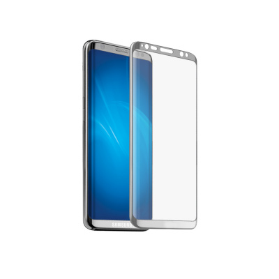 Закаленное стекло 3D с цвет.рамкой (fullscreen) для Samsung Galaxy S8 DF sColor-18 (silver) - 950 руб.