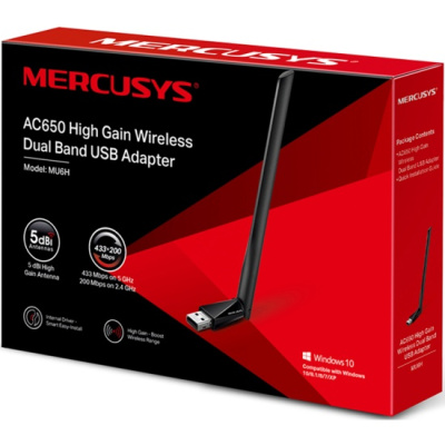 Сетевой адаптер WiFi Mercusys MU6H AC650 USB 2.0  2.4ГГц / 5ГГц; - 790 руб.