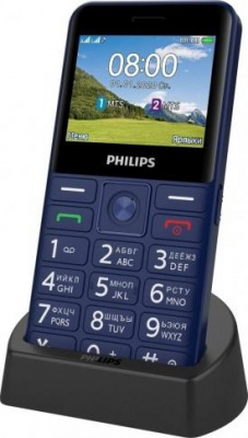 Мобильный телефон Philips E207 Xenium синий моноблок 2.31" 240x320 Nucleus 0.08Mpix GSM900/1800 FM - 2 629 руб.