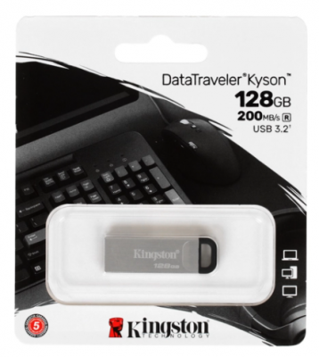Флеш Диск 128Gb USB3.1 Kingston DataTraveler Kyson DTKN/128GB серебристый/черный - 1 550 руб.
