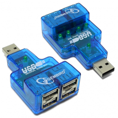 Внешний USB-Hub Gembird Mini UHB-CN224, 4-port USB 2.0 концентратор, блистер, Блок питания [Retail] - 250 руб.