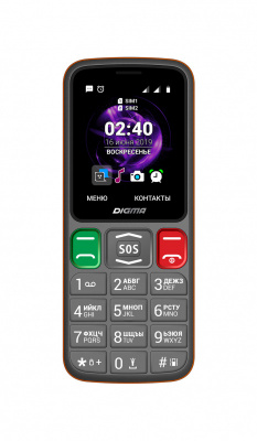 Мобильный телефон Digma S240 Linx 32Mb серый/оранжевый моноблок 2Sim 2.44" 240x320 0.08Mpix GSM900/1 - 1 104 руб.