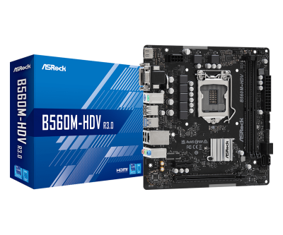 Материнская плата Asrock B560M-HDV R3.0 Soc-1200 Intel B560 2xDDR4 mATX AC`97 8ch(7.1) GbLAN+VGA+DVI - 6 990 руб.